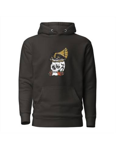 Sudadera con capucha Skull and Vinyl recorder